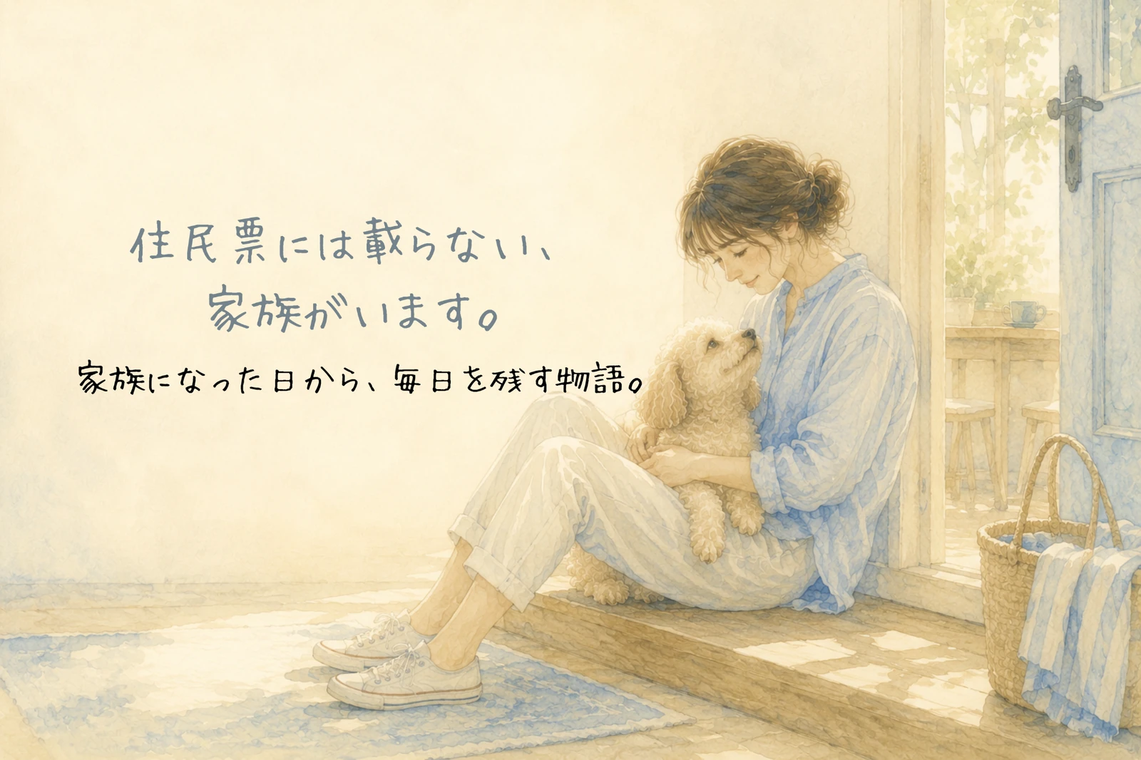 住民票には載らない、家族がいます。家族と犬が寄り添う、水彩の物語。